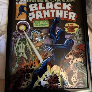 Marvel Comic Wall Art with Brown Frame